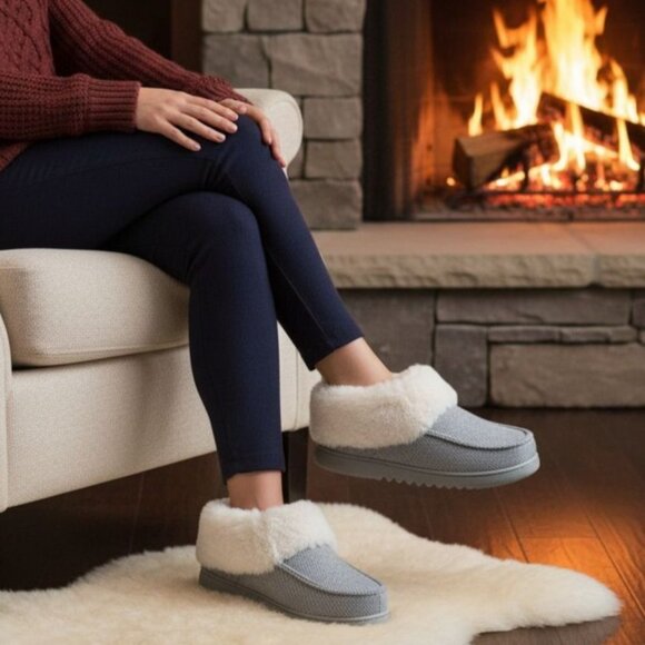 Dearfoams 11/12 Women Faux Fur House Shoes Slippers Corduroy Winter Slip-on XL - Picture 8 of 12